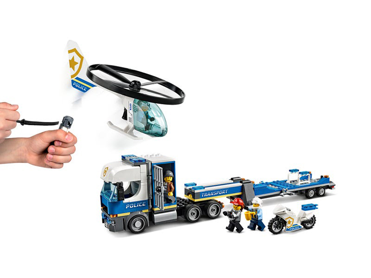 60244 Policia Camion de Transporte del Helicoptero Lego City set completo